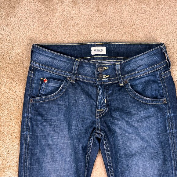 Hudson Women’s Dark Wash Denim Flare Bootcut Stretch Flap Pockets USA Made Sz 28 - Picture 5 of 7